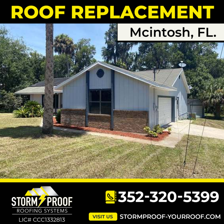Storm Proof Roofing Systems providing roof replacement services in Mcintosh Florida.