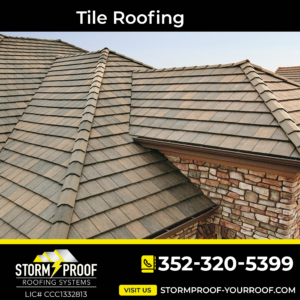 Tile roofing installation by Storm Proof Roofing Systems in Inverness, FL. This photo showcases a beautiful and timeless tile roof that adds elegance and durability to any property.