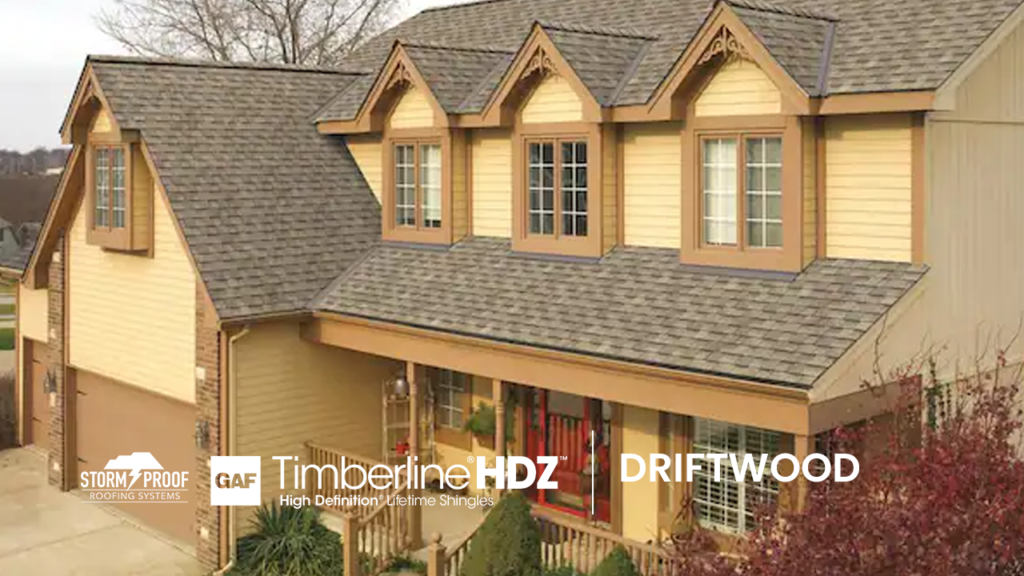 GAF Timberline HDZ Shingles: Color Driftwood Shingles Installed by Storm Proof Roofing Systems