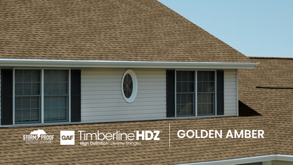 Storm Proof Roofing Systems Installs Golden Amber Shingles on House - GAF Timberline HDZ Shingles