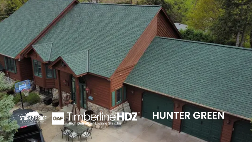 House with Hunter Green Shingles - GAF Timberline HDZ Shingles
