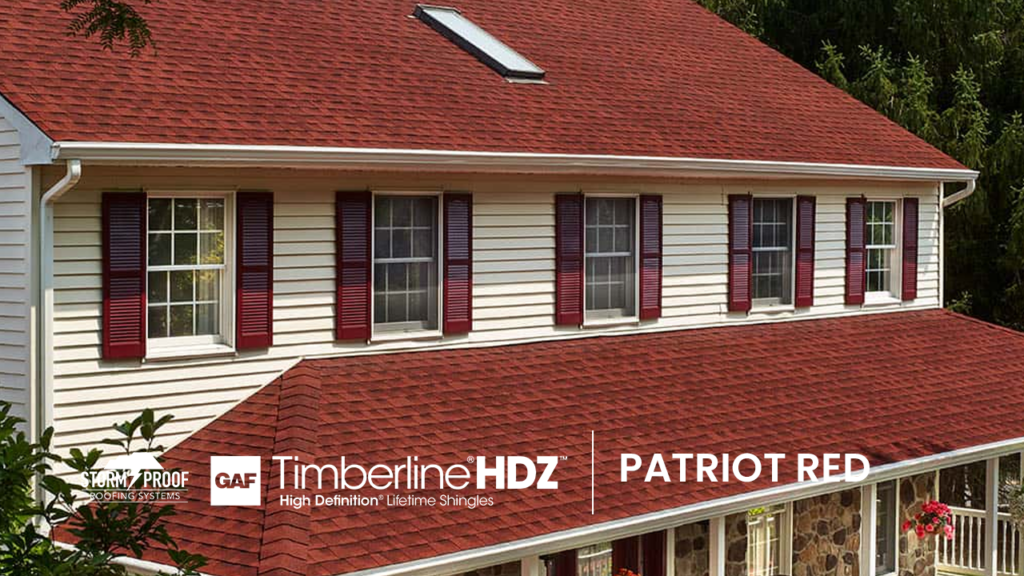 Storm Proof Roofing Systems Installs Patriot Red Shingles - GAF Timberline HDZ Shingles