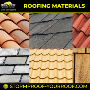 A visual guide to various roofing materials, including asphalt shingles, metal roofing, clay tiles, and others.