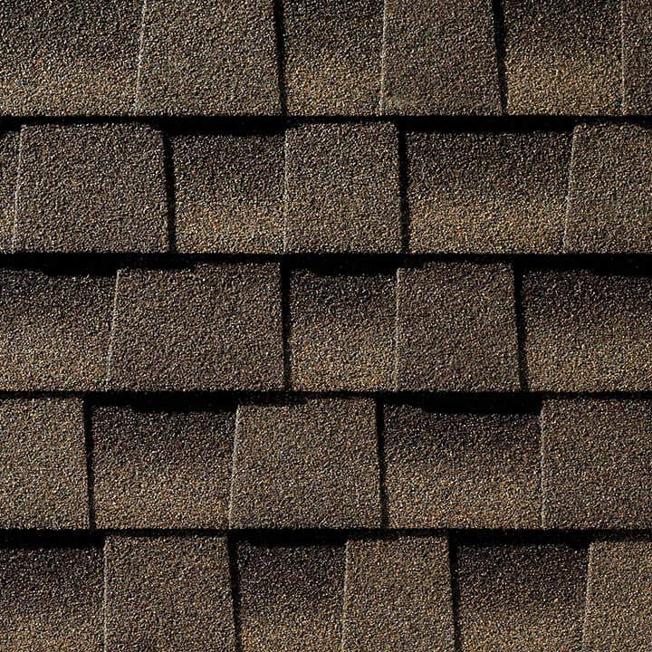 Timberline HD Barkwood shingle swatch from GAF, a top roofing manufacturer, ideal for a classic, natural wood look.
