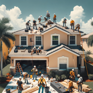 Roofing in Progress: Sunny Florida Suburb