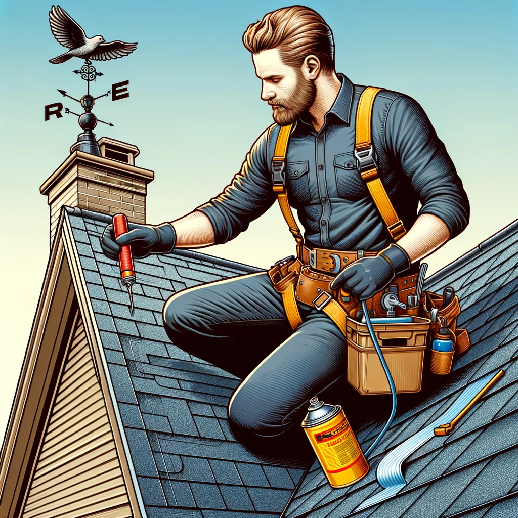 Professional Roofer Conducting Thorough Maintenance