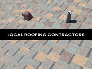 Local roofing contractors repairing a residential roof in Florida.
