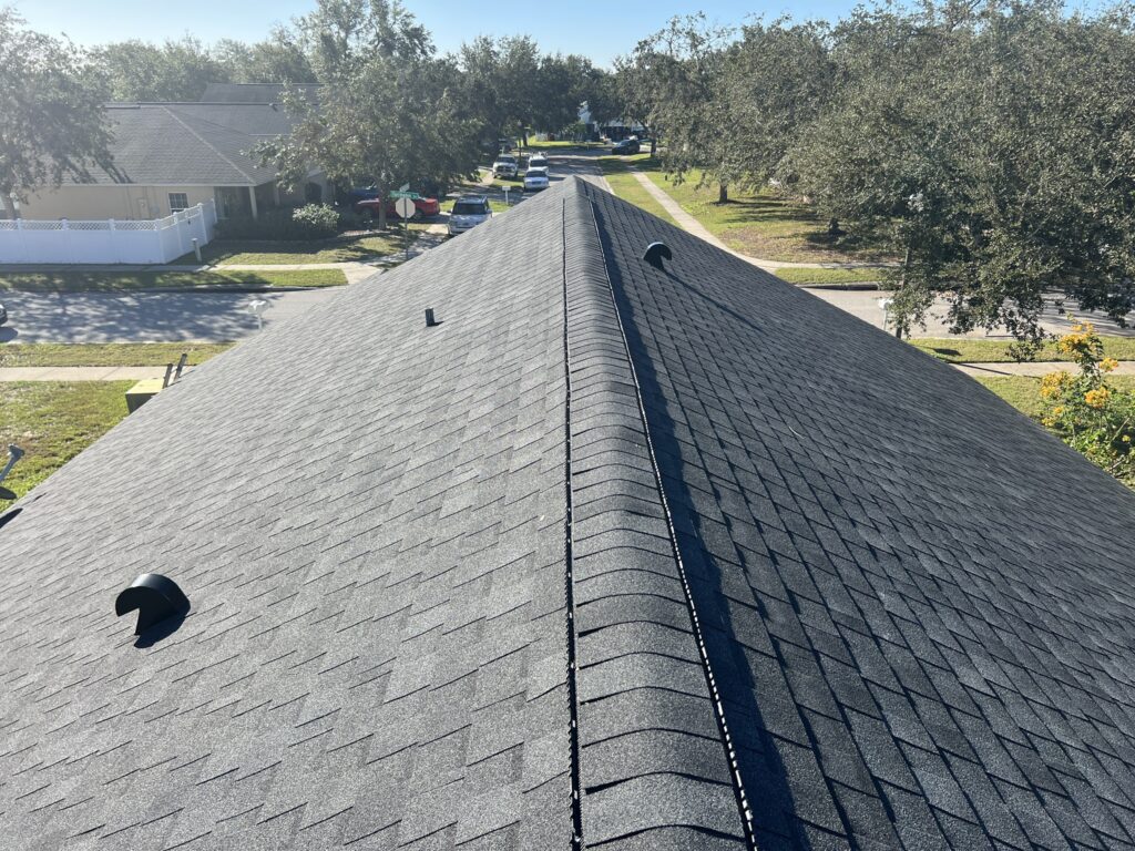 A newly installed shingle roof on a Florida home, showcasing durability and aesthetic appeal.